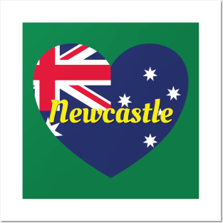 Newcastle NSW Australia Australian Flag Heart Posters and Art